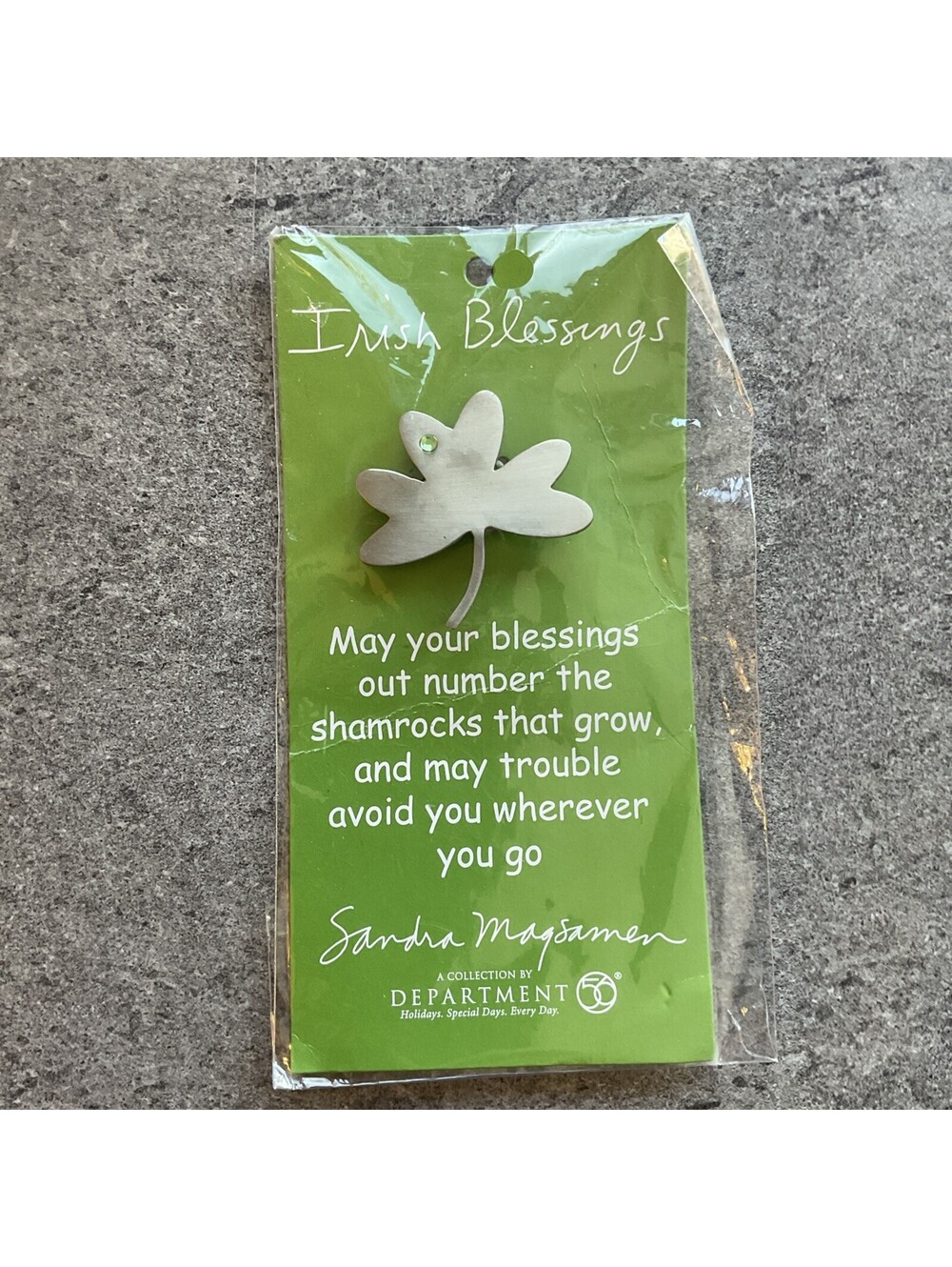Sandra Magsamen "Irish Blessings" shamrock collectible Brooch Department 56 A8